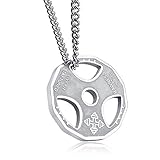 Gym Sports Fitness Barbell Weight Plate Pendant Necklace Dumbbell Chain Gift For Men Women