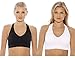 Just Intimates SB20027-2-XX-3X Racerback Sports Bra (Pack of 2) Black, White