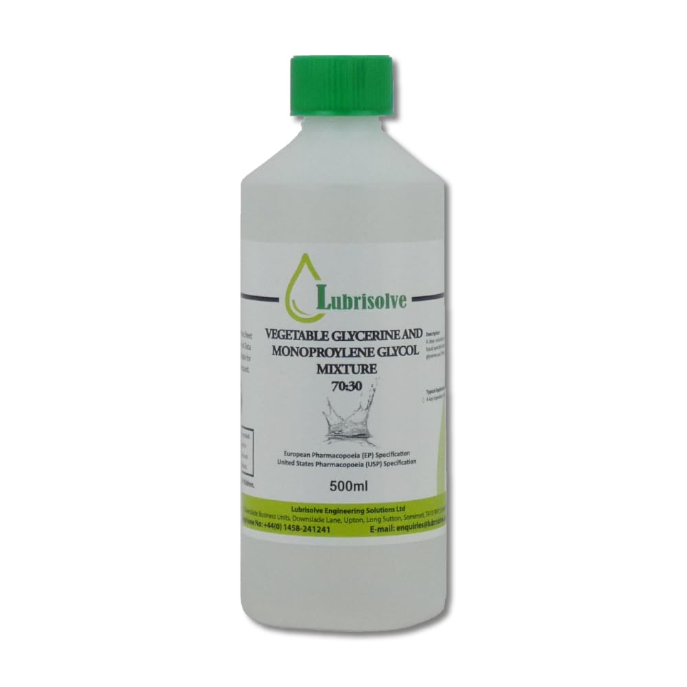 70:30 VG:PG Vegetable Glycerine: Monopropylene Glycol Mix EP/USP Grade, Non-GMO, Colourless & Odourless 500 ml