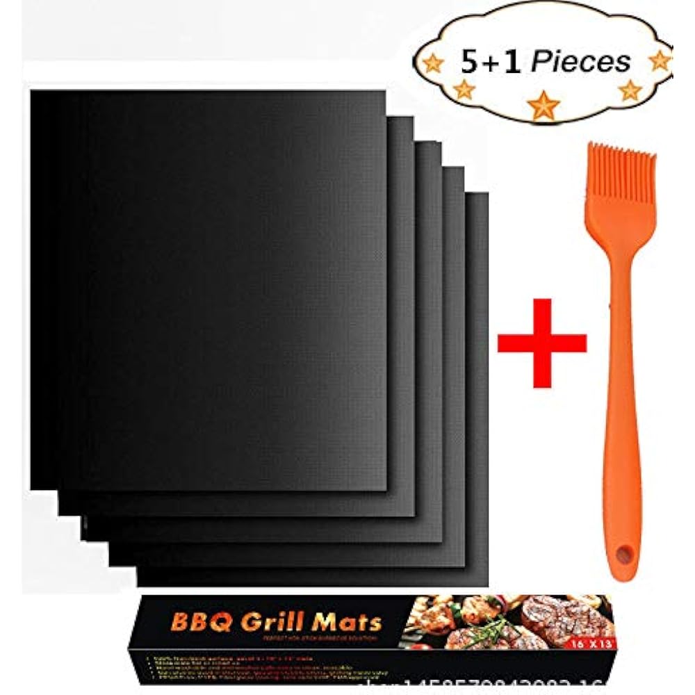 Grill Mat Set Of 6 Heavy Duty BBQ Mats Non Stick, Reusable, And Easy