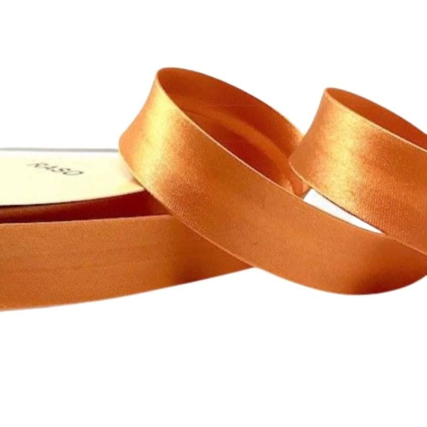 Plush Addict Single Fold Satin Bias Binding Tape for Sewing, Edging, Stitching, Hemming, Trimmings, Accessories, Outfits and Crafts - Tangerine - 18mm Wide x 5 Metre