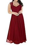Nemidor Women's Deep- V Neck Sleeveless Vintage Plus Size Bridesmaid Formal Maxi Dress (24W, Wine Red)