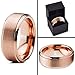 Charming Jewelers Tungsten Wedding Band Ring 8mm Men Women Comfort Fit 18k Rose Gold Plated Step Bevel Edge Brushed Polished Size 11