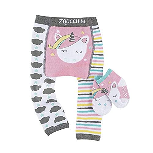 ZOOCCHINI Baby/Toddler Crawling Pants with Non-Slip Silicone Knee Grippers and Matching Anti-Skid Socks