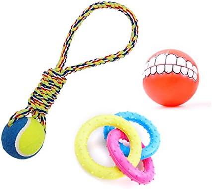 WWYSB Pet Puppy Dog Toys Rope Toys TPR Swim Ring with Laughing Ball (3 Pcs)