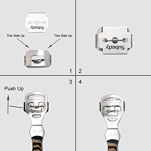 ZIZZON Foot Care Callus Corn Shaver Cutter Hard Skin Remover Wood Handle 10 Blades