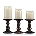Air Zuker Wood Pillar Candle Holders, Set of 3 Height 6