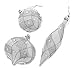 Elegant Christmas Holiday Ornaments with Silver, White Glitter & Jewels - 12 Pack, 2.5