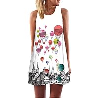 Fvjikne Sleeveless Boho Beach Dress Women Floral Print Mini Summer Chiffon Dresses Picture color3 S
