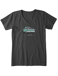 Life is Good - Camiseta de manga corta para mujer, diseño de flores