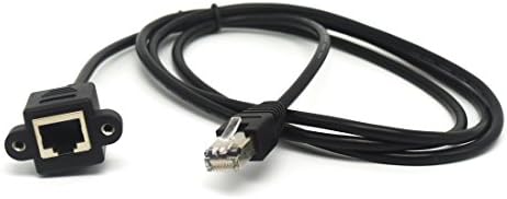 RJ45 Panel Mount Extension Cable - Riipoo 5 Feet RJ45 Male to Female Screw Panel Mount Network LAN Extension Cable for Ethernet Cat 5e Cat 6