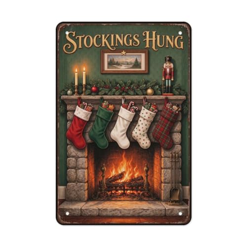 Stockings Hung Metal Tin Sign