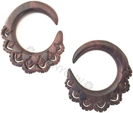 00G Pair Tiger Rosewood Chakra Wood Hoops Gauged Earring Plugs 00 Gauge Dunnygun Body Piercing Jewelry