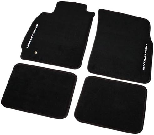 Rxmotor Mitsubishi Evo 8 Fiber Nylon Black Floor Mats with White Logo Evolution