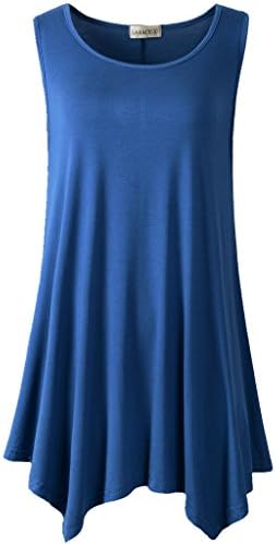 Women Plus Size Solid Basic Flowy Tank Tops Summer Sleeveless Tunic