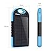 Solar Charger,F.Dorla 5000mAh Portable Solar Phone Charger Power Bank Waterproof Dual USB Battery Charger External Battery Pack with Flashlight for Cellphone iPhone Samsung Android (Blue)