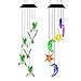 Aunifun 2pcs LED Solar Mobile Wind Chime Star & Moon LED Solar Windchimes and Hummingbird Wind Chime for Decoration Home