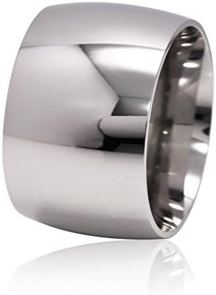 De Lelu Mens Womens Stainless Steel Wide Wedding Ring Band 15MM, Size 6