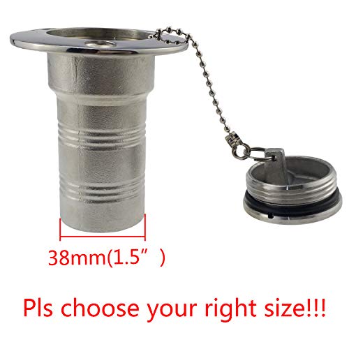 keehui Mirror-Like Polished 316 SS for 1-1/2''(38MM) Marine Boat Yacht Caravan Fuel Tank Deck Fill/Filler with Keyless Cap