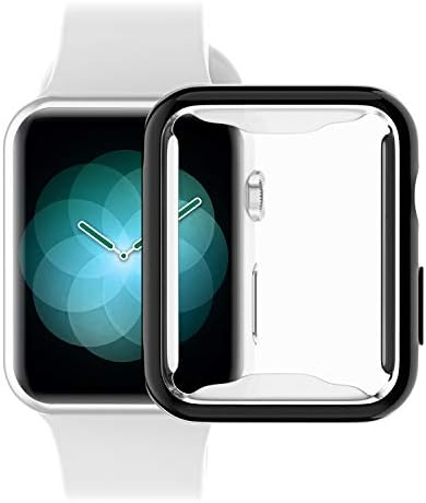 Pobon Compatible with Apple Watch 4 Case 44mm, Built-in Screen Protector [3D Touch] All-Around Protective Ultra Clear Soft TPU Case Fit for Apple Watch Series 4 44mm (Black)