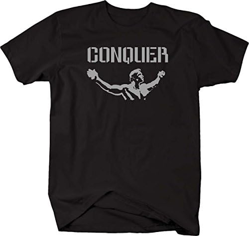 Health Fitness Gear Arnold Quote Conquer Pose Gym Body Building Workout Mens T Shirt