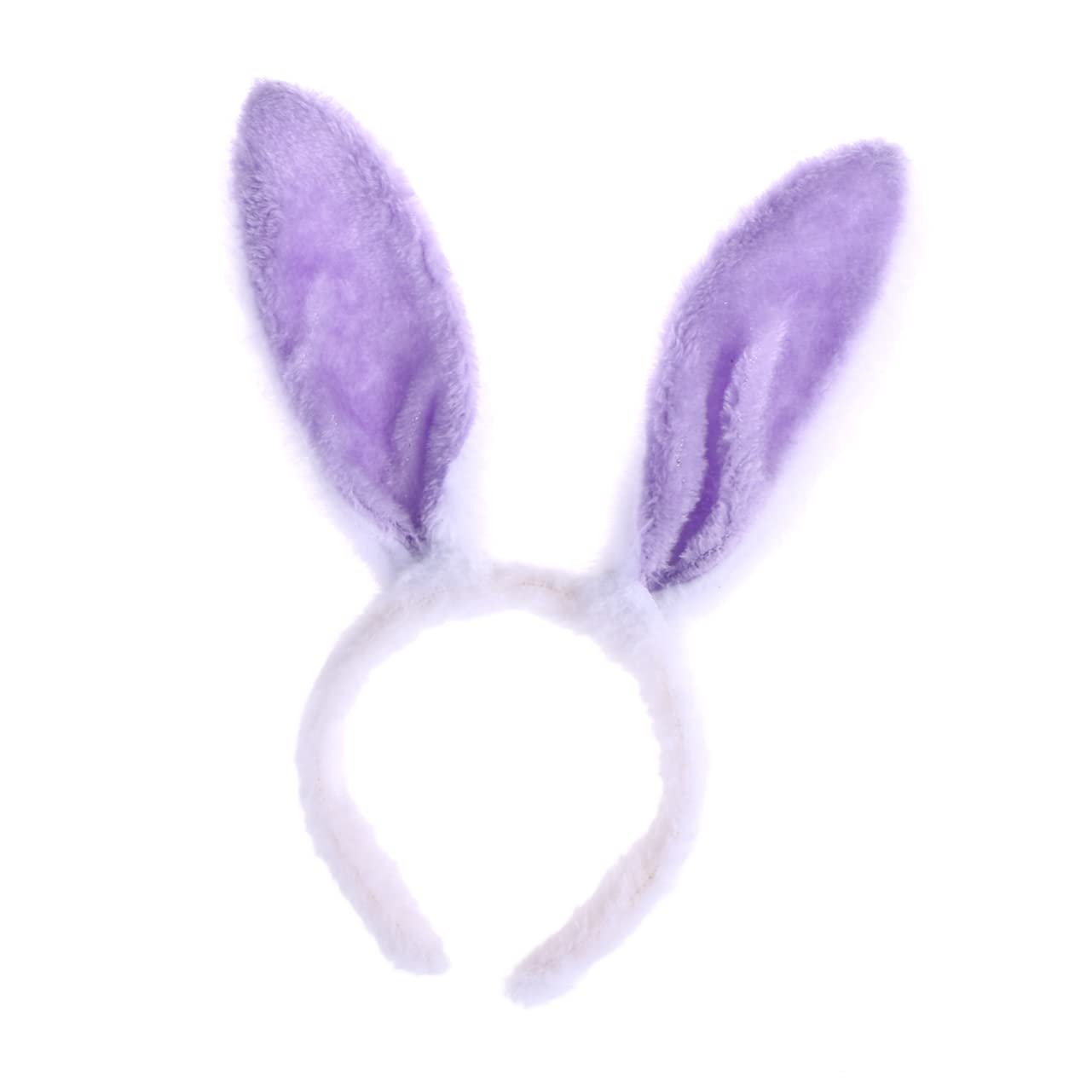 HONMEET Plush Bunny Ears Hairband Soft Fleece Fabric Comfortable Fit White and Purple for Boy Girl Toddlers Teens and Adults