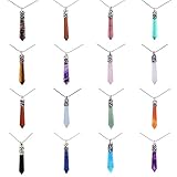 Justinstones Gemstone Hexagonal Pointed Reiki Chakra Pendant Necklace 20