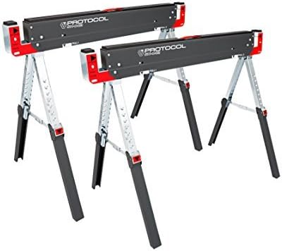 PROTOCOL Equipment SH-042 Work Shop Adjustable Sawhorse, Set of 2 by PROTOCOL Equipment