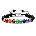 RIVERTREE 2 Pcs Black Lava Beaded Bracelet 7 Chakras Gem Stone with Braided Rope Essential Oils Diffuser Bracelet