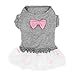 kyeese Dog Dress Grey with Pink Bowtie Pet Puppy Clothes for Small Dogs Skirt