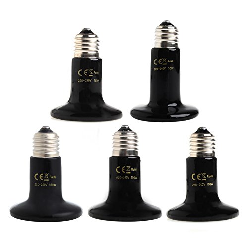 Qupida 50/75/100/150/200 Watt Basking Spot Lamp UVA UVB Pet Reptile Breeding Infrared Ceramic Heater Bulb/Lamp/Light for Reptile and Amphibian Use(100 Watt) - Thumbnail 2