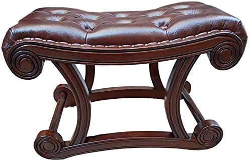 YXZQ Upholstered Leather Footrest stool, Vintage Comfort Rocking stool Footstool Seat Solid wood Entryway Shoe changing bench-Coffee S