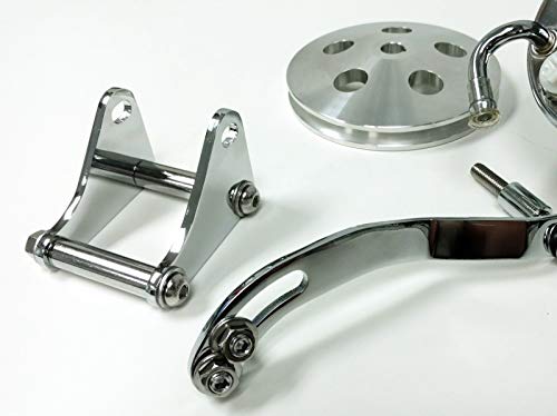 Sbc Chevy Chrome Saginaw Style Power Steering Pump W/Bracket & Pulley - Thumbnail 6