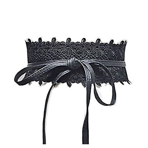 Women\'s Lace-Flower Waist Belt Bow Tie Wrap Around Soft Leather Women main image 2