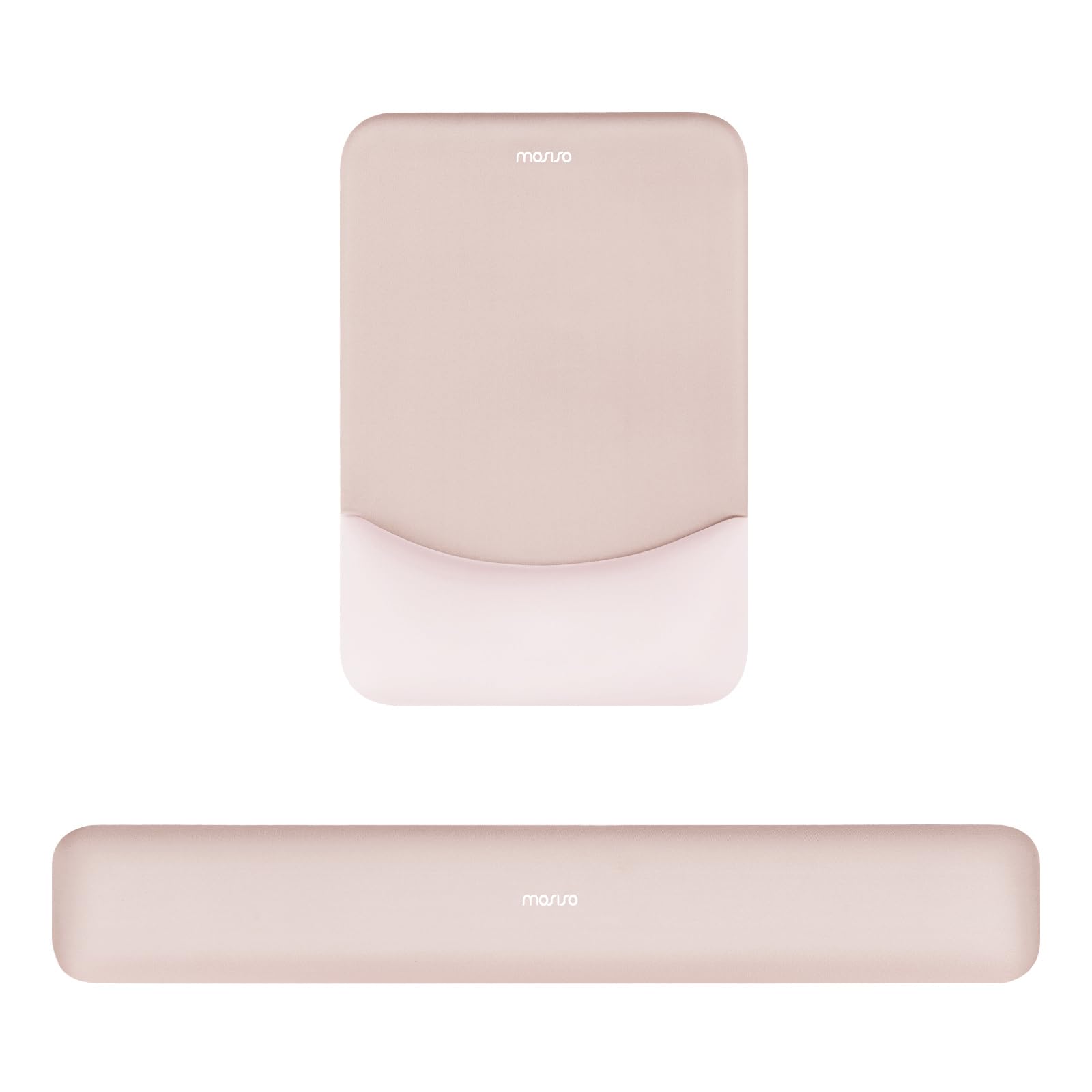 Photo 1 of MOSISO Wrist Rest Support for Mouse Pad&Keyboard Set, Rectangular Ergonomic Mousepad Non-Slip Base Home/Office Pain Relief&Easy Typing Pad with Neoprene Cloth&Raised Curved Memory Foam, Apricot