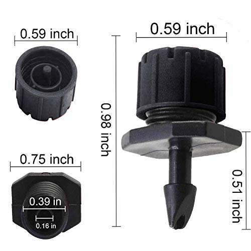 MANSHU 150pcs Adjustable Irrigation Drippers Sprinklers 1/4 Inch Emitter Dripper Micro Drip Irrigation Sprinklers for Flower beds, Vegetable Gardens, Lawn, Herbs Gardens.