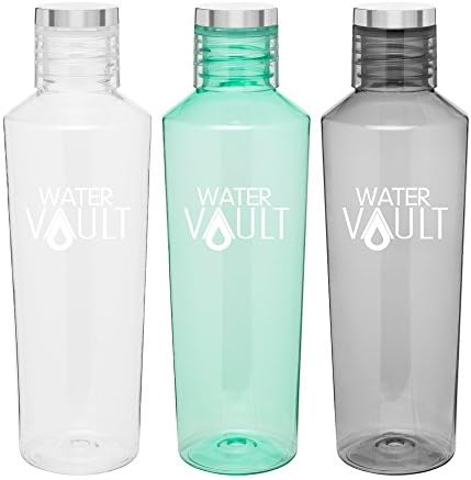 WaterVault Plastic Water Bottle BPA Free – Reusable 27 oz Tritan Sport Flask with Threaded, Leak Proof Cap