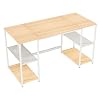 Domy Home 53″ Computer Desk Student Kids Writing Desk Laptop Desks w 2 Large Storage Shelves White Craft Desktop PC Table for Bedroom Home Office Study Dormitory, Headphone Hook, Easy Assembly, Oak