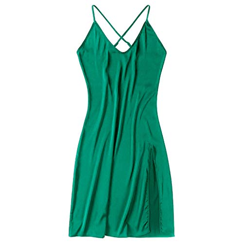 ✔ Hypothesis_X ☎ One Piece Sleepwear Women, Sling V Neck Chemise Nightgown Lace Lingerie Full Slip Dress Green