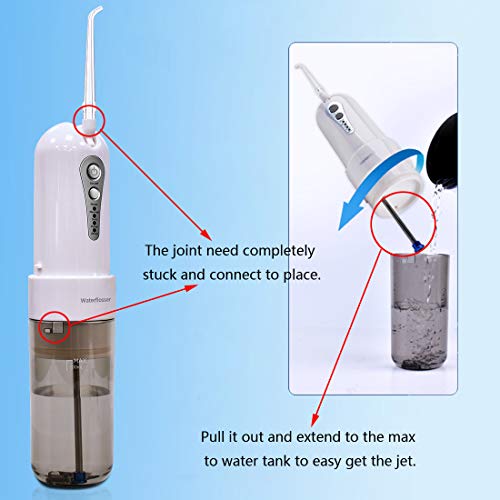 Water Flosser Cordless Oral Irrigator, Rechargeable Portable Dental Water Jet Flosser Teeth Cleaner with 5 Flosser Tips and 4 Flossing Modes, Travel and Home Water Dental Flosser