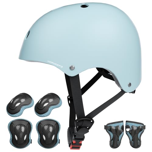 KORIMEFA Kinder Fahrradhelm Skaterhelm für 3-13 Jahre Jungen Mädchenn mit Knie-, Handgelenk- und Ellbogenpolster-Set, Kinderhelm Helm für Fahrrad Roll