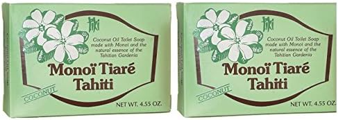 Monoi Tiare Tahiti Coconut Soap Bar (Pack of 2) With Coconut Oil, Natural Essence and Monoi, 4.55 oz