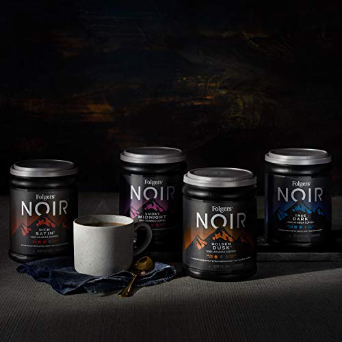 Folgers Noir True Dark Dark Roast Ground Coffee, 10.3 Ounces (Pack of 6