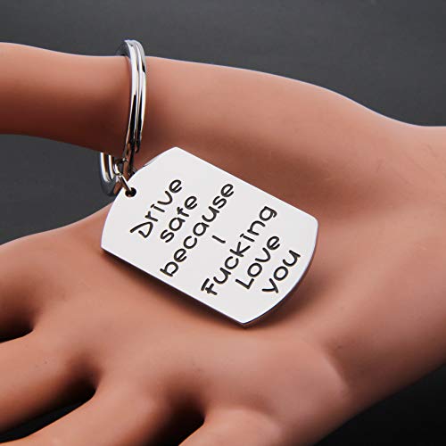 MAOFAED Driver Keychain Drive Safe Because I Fucking Love You Trucker Husband Gift New Driver Gift (Driver Keychain)