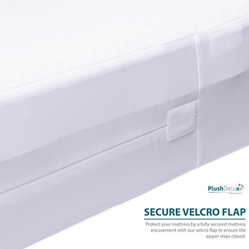 PlushDeluxe Premium Zippered Mattress Encasement, Waterproof, Bed Bug & Dust Mite Proof 6Sided