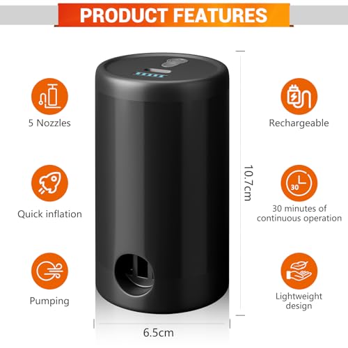 ytorgr Air Pump for inflatables,Portable Electric Mini Air Bed Pump Rechargeable for Deflate Inflatable, Paddling Pool, Air Mattress Boats Swimming Pool Pumps