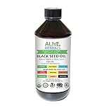 Alive Herbals Black Seed Oil Organic Cold Pressed - 100% Raw Unfiltered, No Preservatives & Artificial Color. BPA Free Food Grade Plastic Bottle 8 OZ.