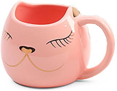 GOLD PAINTED ADORABLE CAT MUGS GREAT GIFT FOR CAT LOVERS! (PINK)
