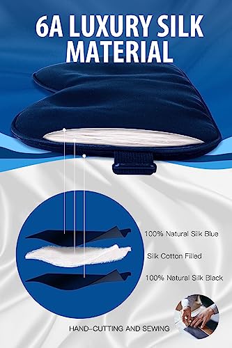 Aosun Silk Sleep Mask, 22-Momme 100% Pure Mulberry Silk Light-Blocking Eye Mask with Adjustable Strap, Hypoallergenic, Gifts for Women and Men (Blue)