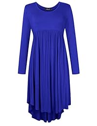 AMZ PLUS Vestido casual plisado de manga corta con cuello redondo para dama